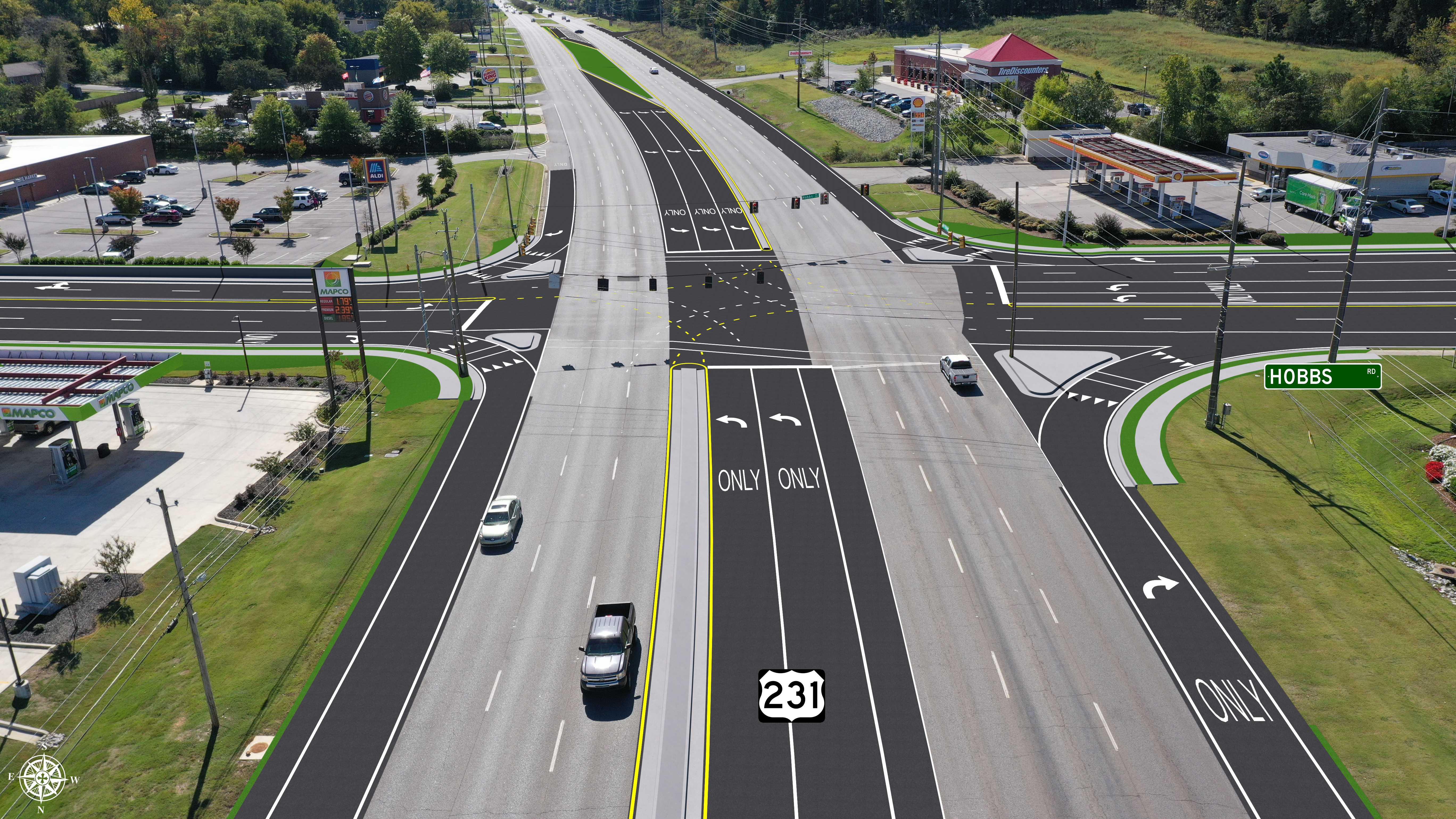 South Memorial Parkway (SR-53) at Hobbs Road - Proposed - South View