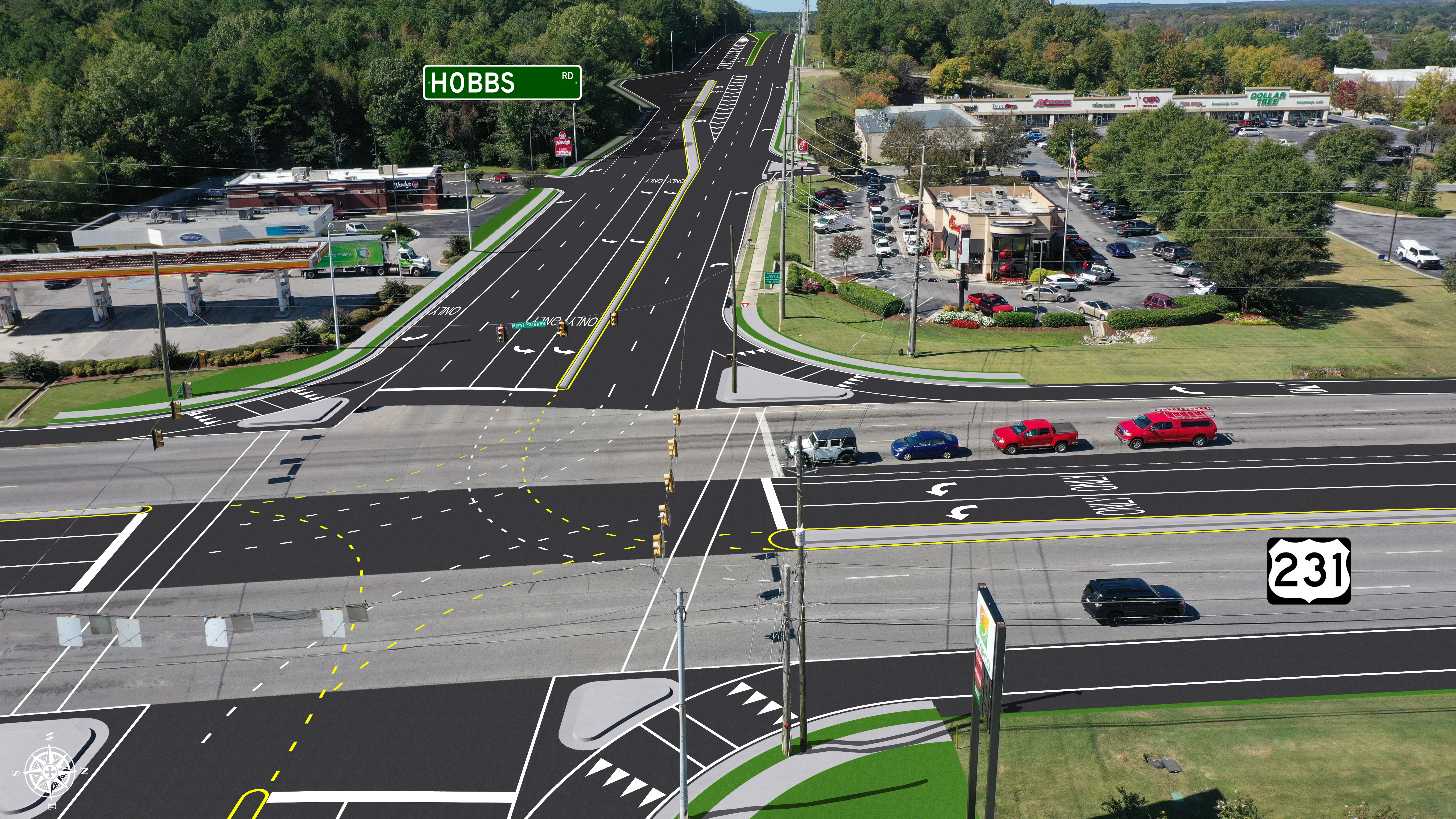 Hobbs Road at South Memorial Parkway (SR-53) - Proposed - West View