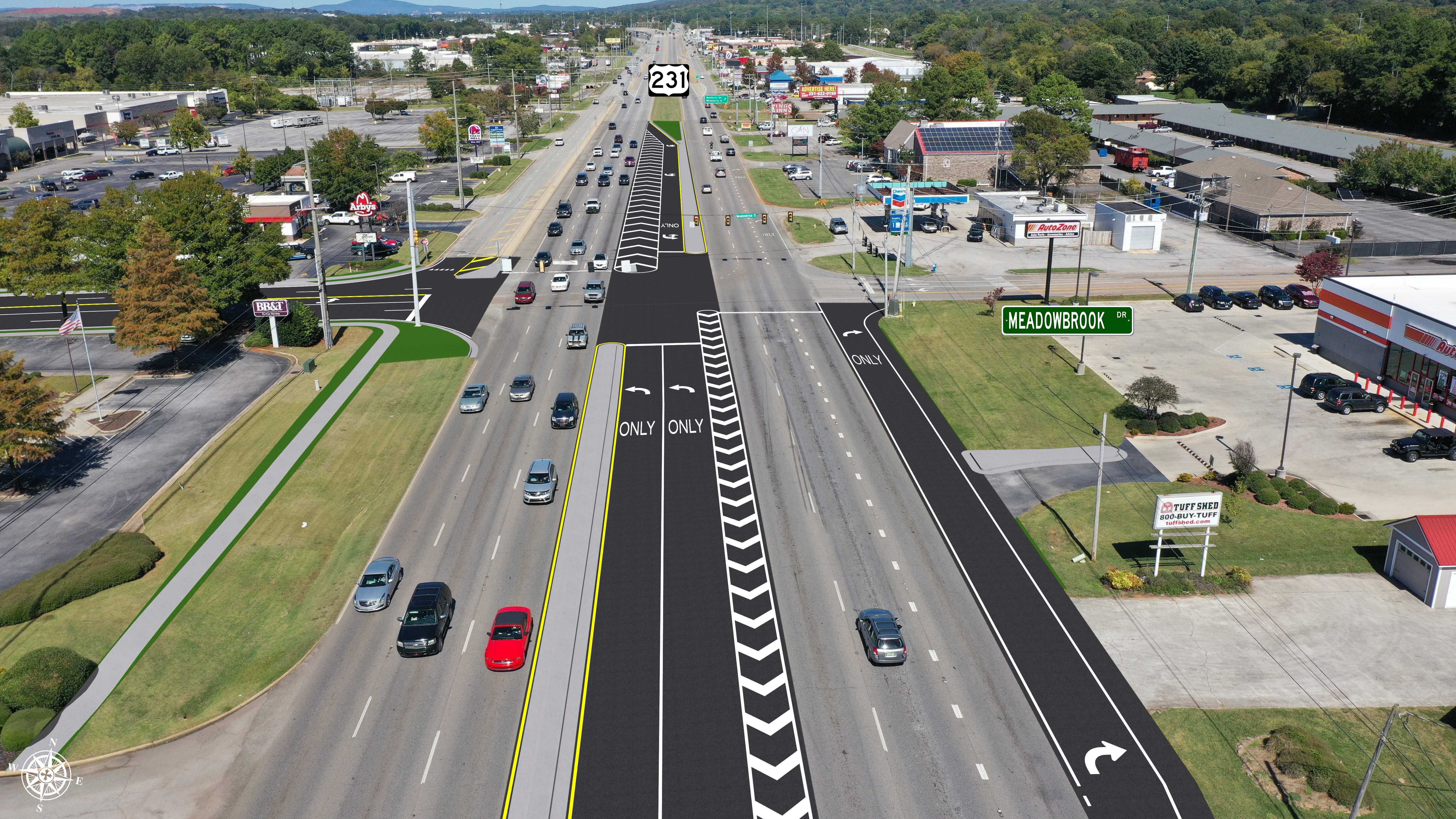 South Memorial Parkway (SR-53) at Meadowbrook Drive - Proposed - North View