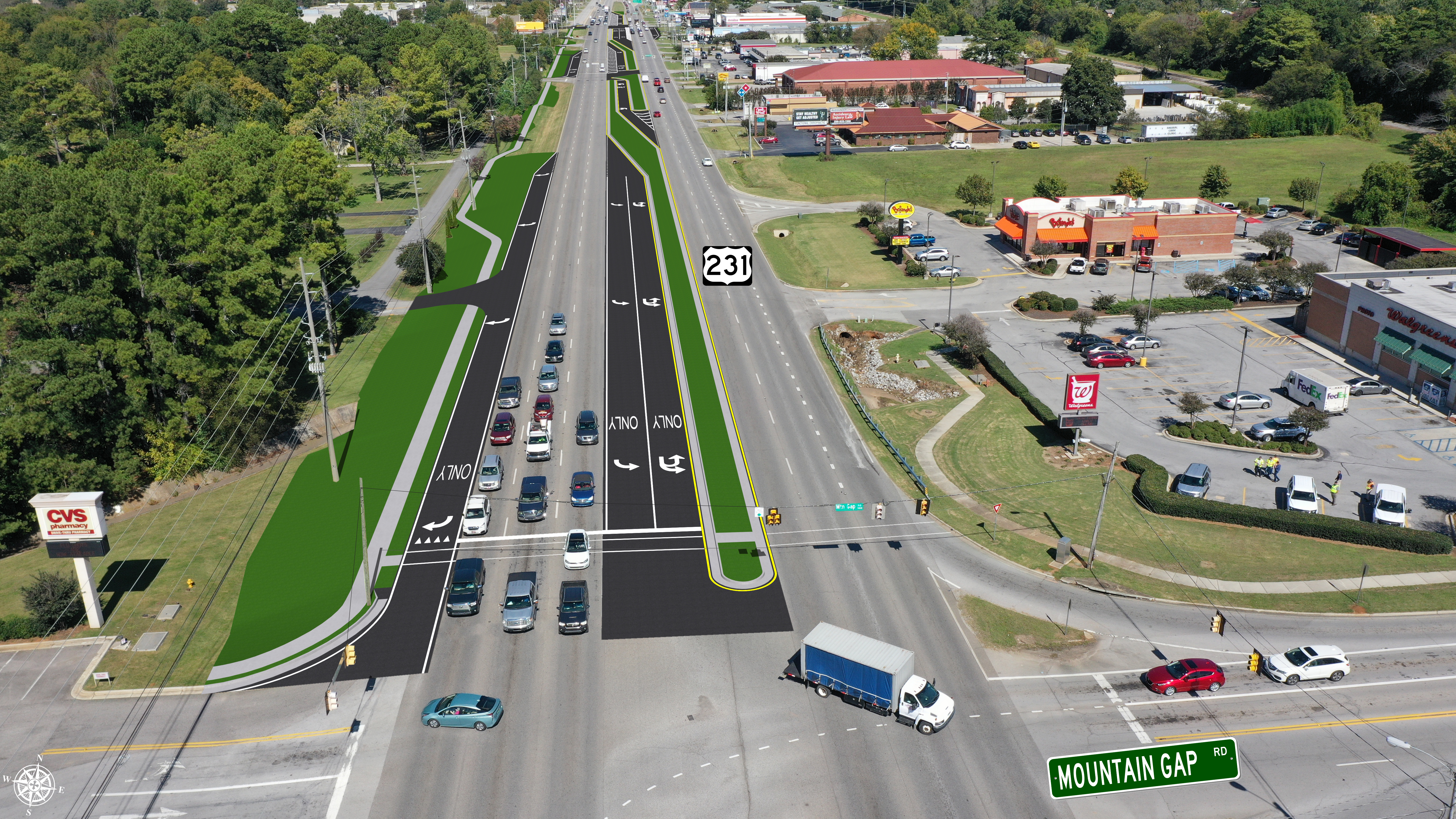 South Memorial Parkway (SR-53) at Mountain Gap Road - Proposed - North View