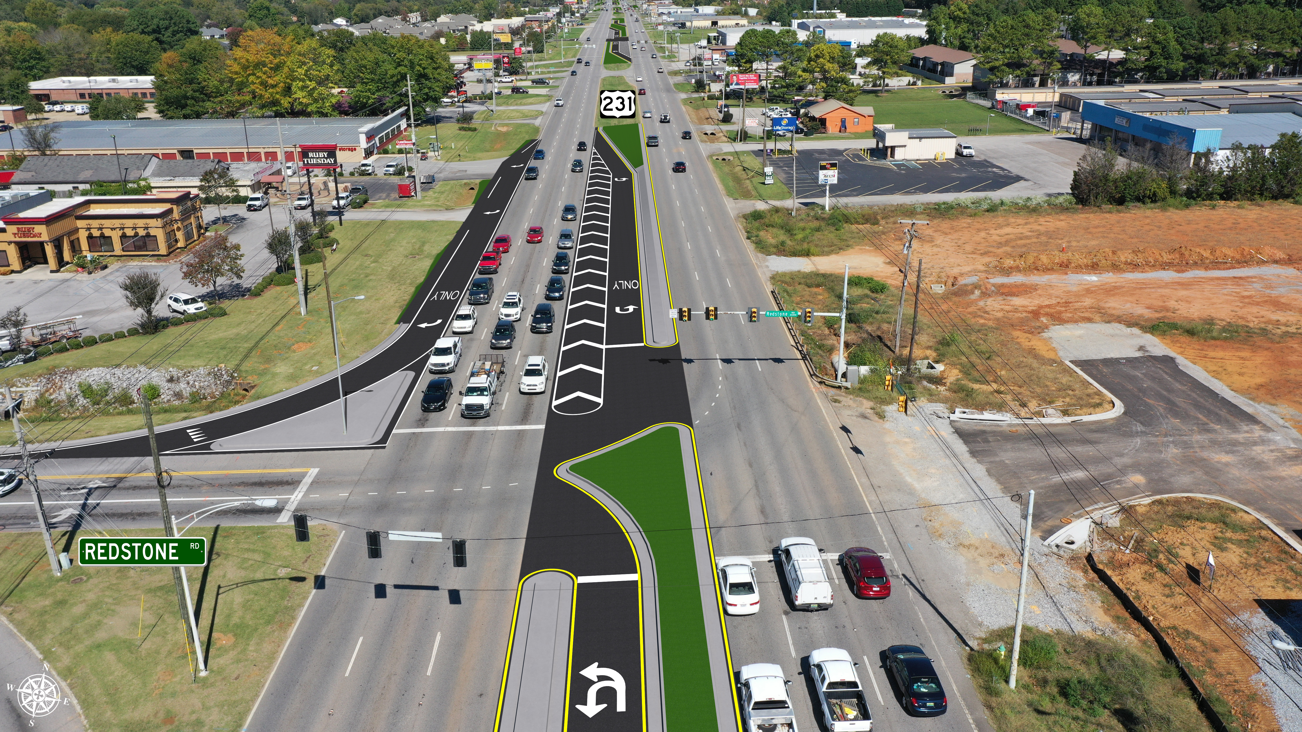 South Memorial Parkway (SR-53) at Redstone Road - Proposed - North View