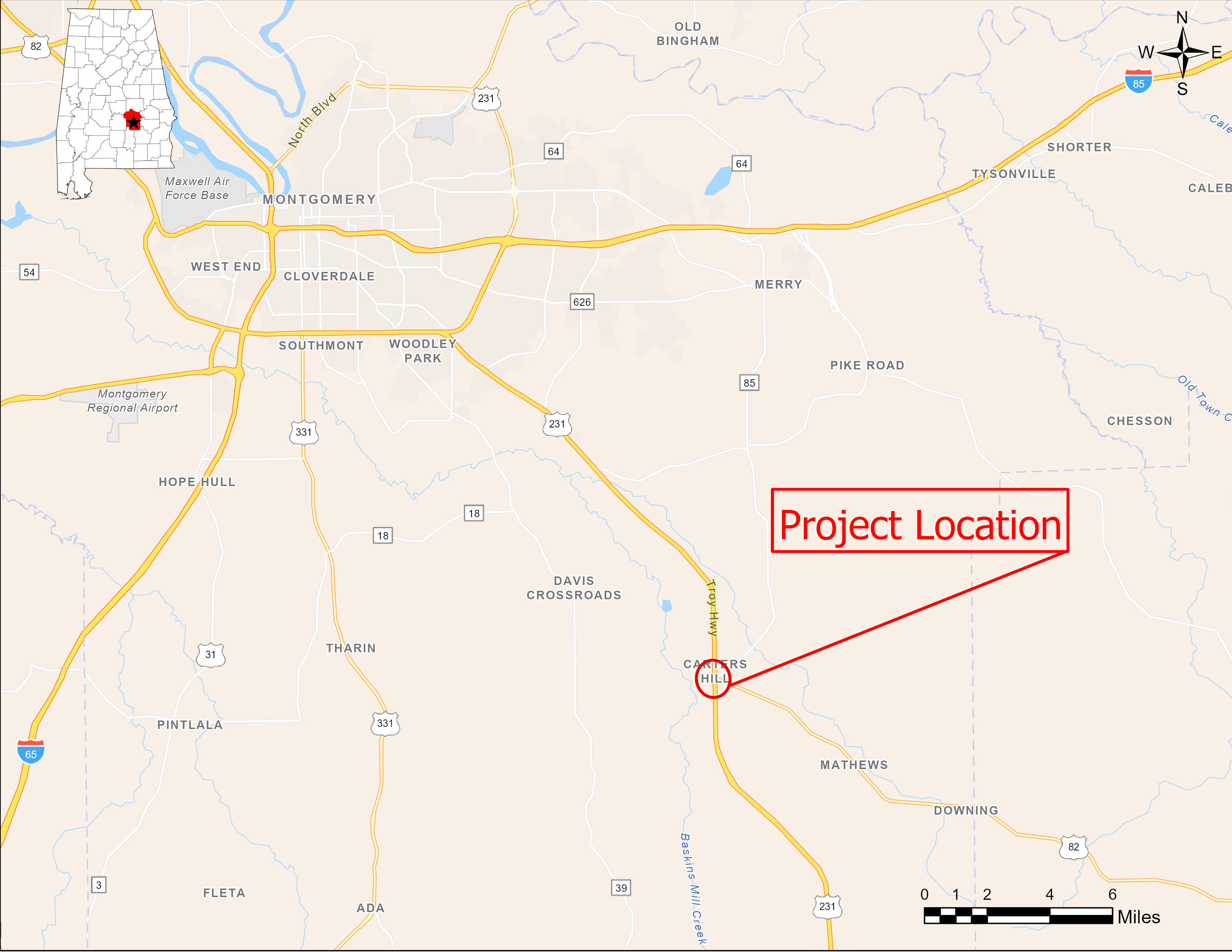 Intersection Improvements on US-231 and US-82 Location Map